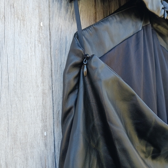 Jason Wu  Faux Leather Black Front‎ Knot Cut Out Mini Dress Womens Sz Large NWT - Picture 3 of 8
